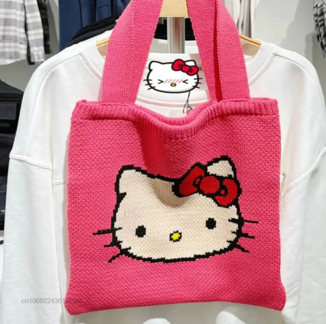 Hello Kitty Pink Crochet Tote Bag