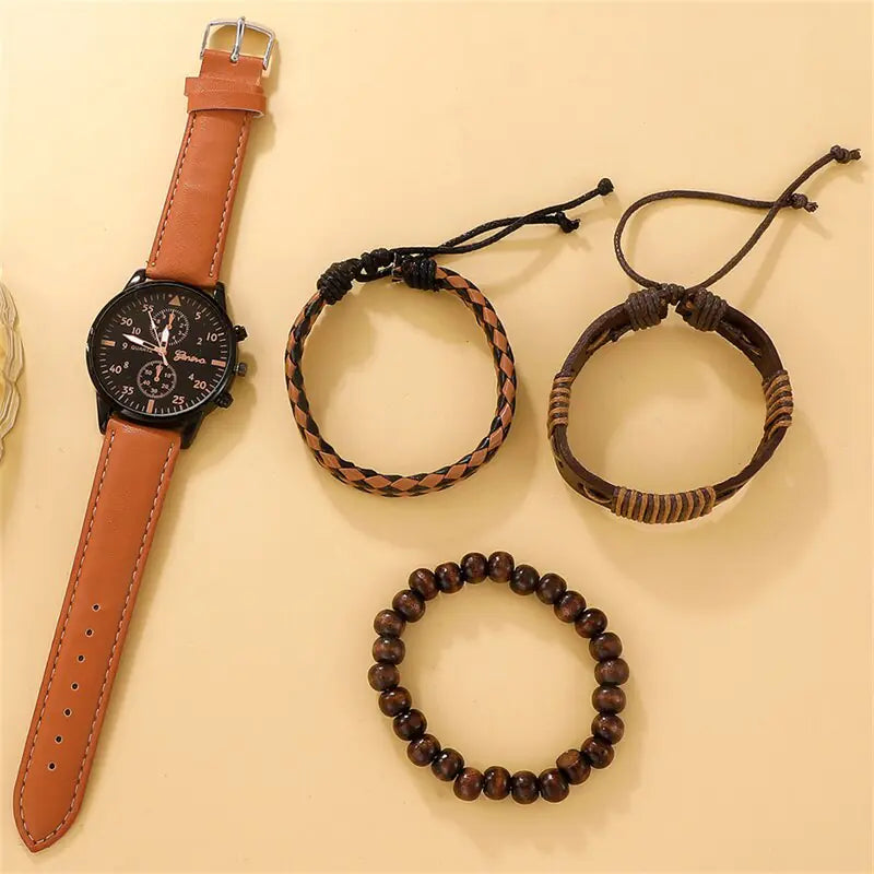 New Men's Watch Luxury Bracelet Set