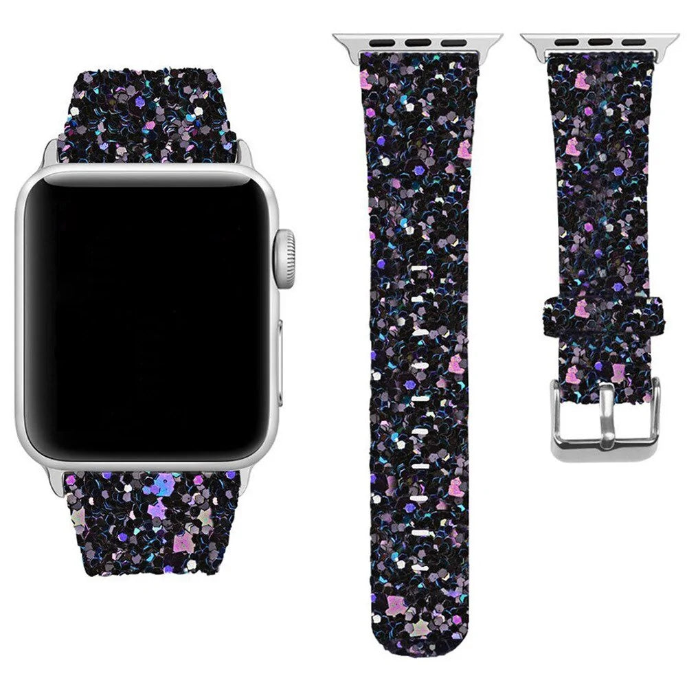 Bling Leather Band for Apple Watch: Series 6, SE, 5/4/3