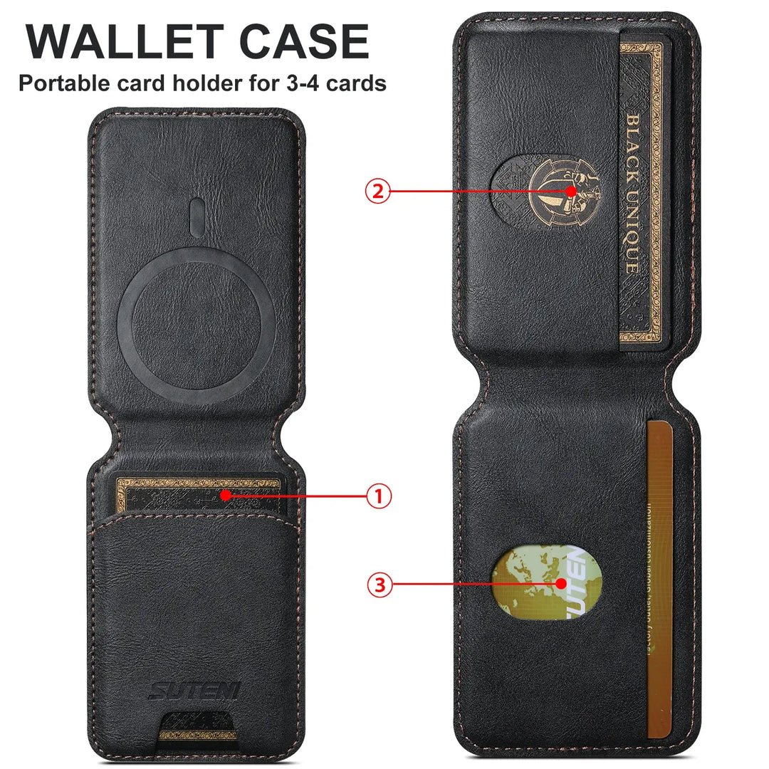 Luxury Leather Mobile Magnetic Card Holder