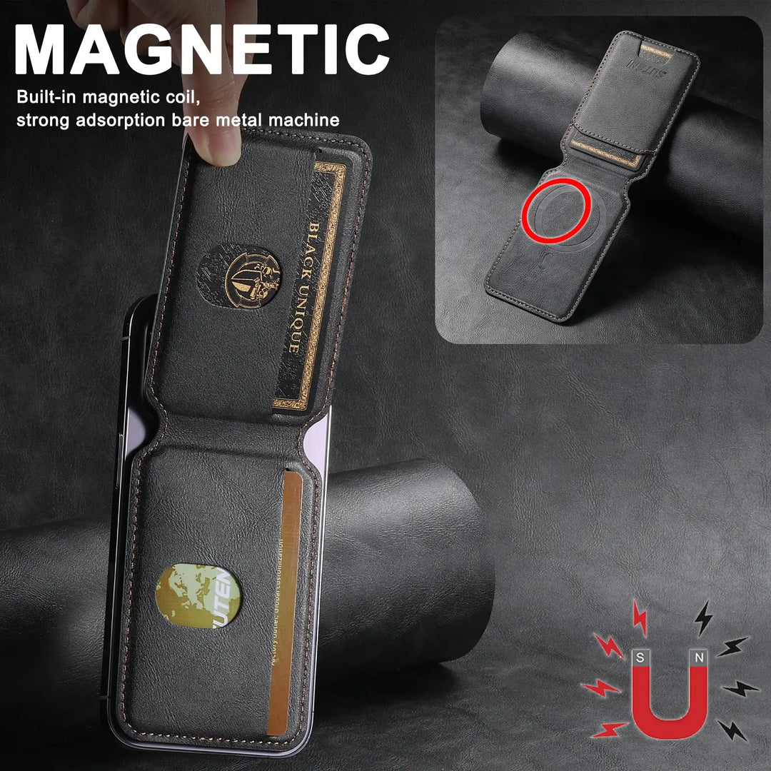 Luxury Leather Mobile Magnetic Card Holder