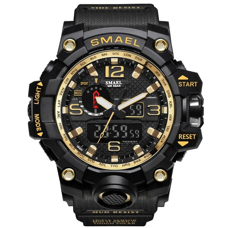SMAEL Brand Men Sports Watches Dual Display