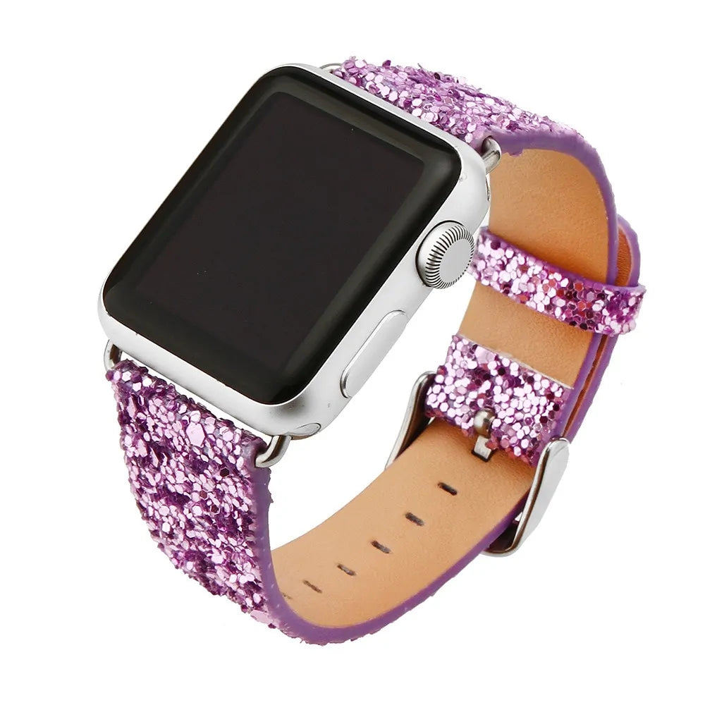 Bling Leather Band for Apple Watch: Series 6, SE, 5/4/3