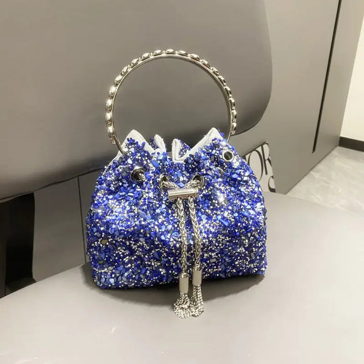 Luxury Designer Evening Clutch Bag with Diamonds and Tassel