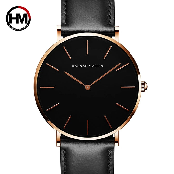 Men's Full Black Slim Simple Unisex Wristwatch