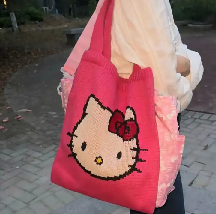 Hello Kitty Pink Crochet Tote Bag