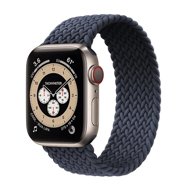 Braided Solo Loop Nylon Band for Apple Watch Series 3-6 & SE (Sizes: 44mm, 40mm, 38mm, 42mm)
